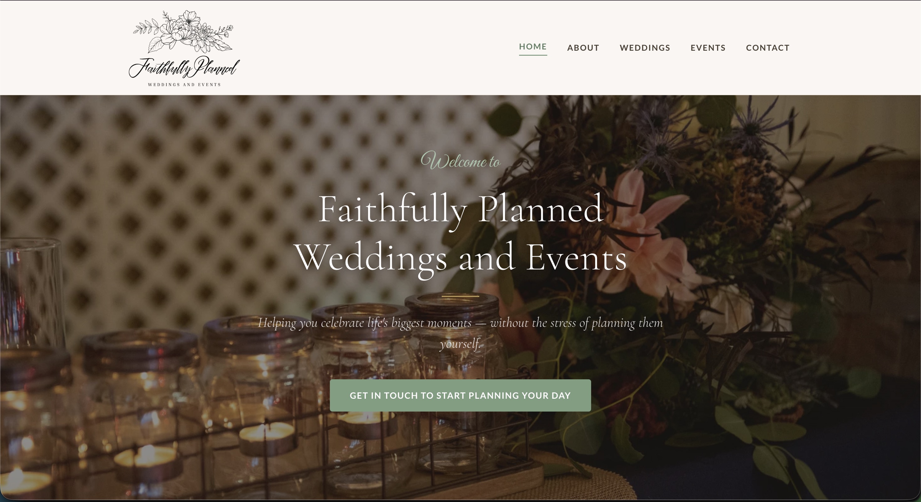 Faithfully Planned Weddings and Events website screenshot